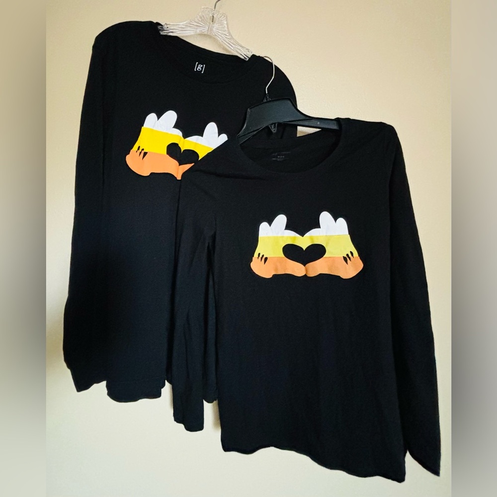 Mini & Me T Shirt Set Halloween Candy Theme, Candy Corn, Adult Large, Kids Small